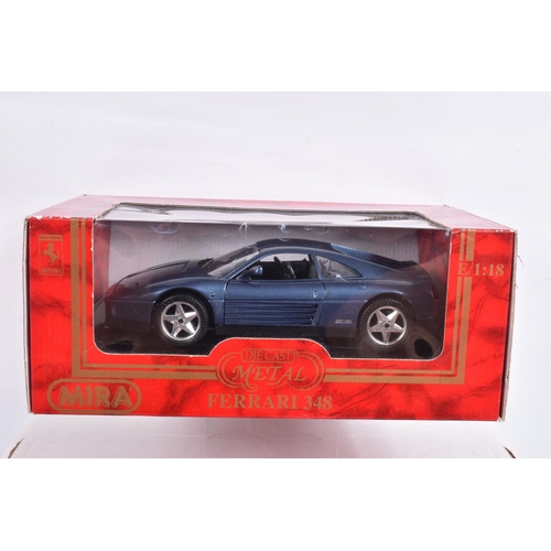 156 - SEVEN BOXED 1:18 SCALE FERRARI DIECAST MODEL VEHICLES, to include a Mira Ferrari F50 1995 in Blue, G... 