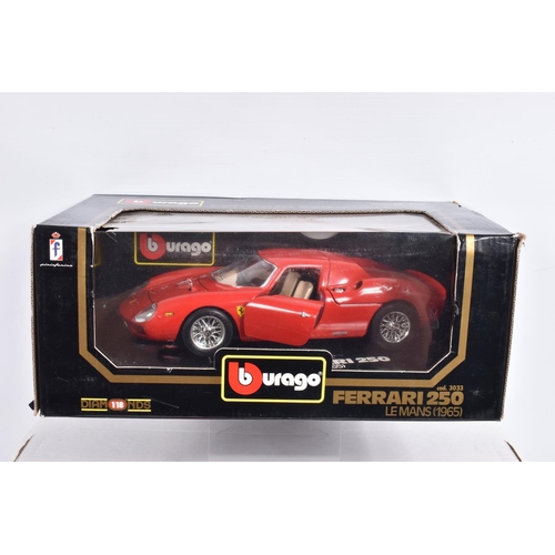 156 - SEVEN BOXED 1:18 SCALE FERRARI DIECAST MODEL VEHICLES, to include a Mira Ferrari F50 1995 in Blue, G... 