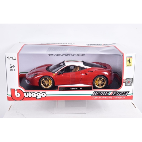 157 - SEVEN BOXED 1:18 SCALE FERRARI DIECAST MODEL VEHICLES, to include a Bburago Ferrari FXX-K Evo Hybrid... 