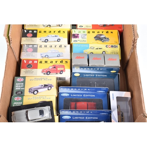 159 - A QUANTITY OF BOXED MODERN DIECAST BRITISH CAR MODELS, to include assorted Lledo and Corgi Classics ... 