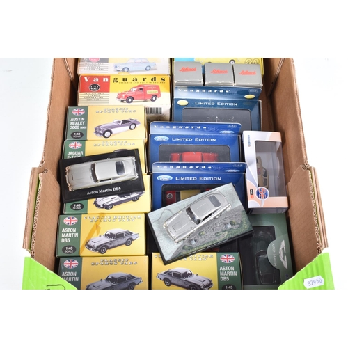 159 - A QUANTITY OF BOXED MODERN DIECAST BRITISH CAR MODELS, to include assorted Lledo and Corgi Classics ... 