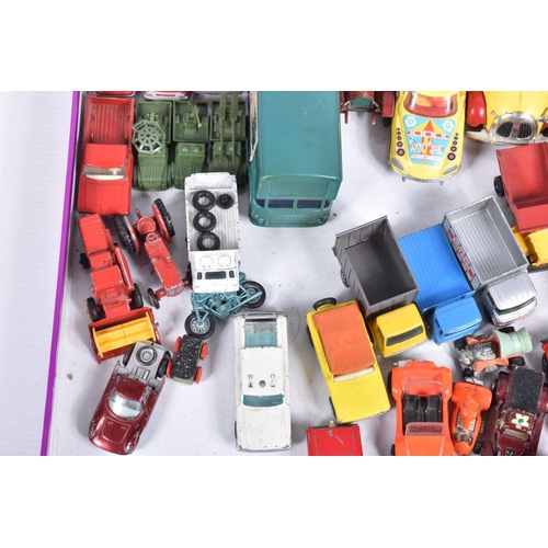 161 - A QUANTITY OF UNBOXED AND ASSORTED PLAYWORN DIECAST VEHICLES, to include Corgi Toys Dougal's Magic R... 