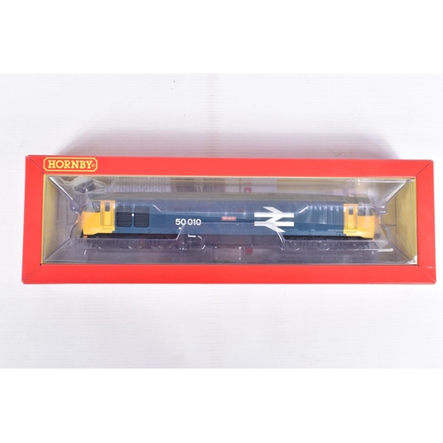 194 - A BOXED OO GAUGE HORNBY MODEL RAILWAYS BR Co-Co Class 50, no. 50010 'Monarch' in BR large logo blue ... 