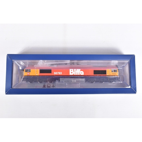 219 - A BOXED OO GAUGE BACHMANN BRANCHLINE MODEL RAILWAYS Class 66, no. 66783 'The Flying Dustman' in Biff... 