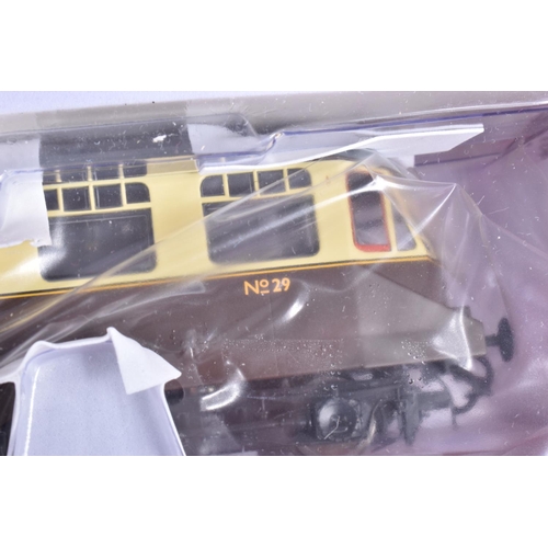 251 - A BOXED OO GAUGE HELJAN GWR AEC DIESEL RAILCAR, no.29 in GWR Chocolate and Cream with Grey Roof and ... 