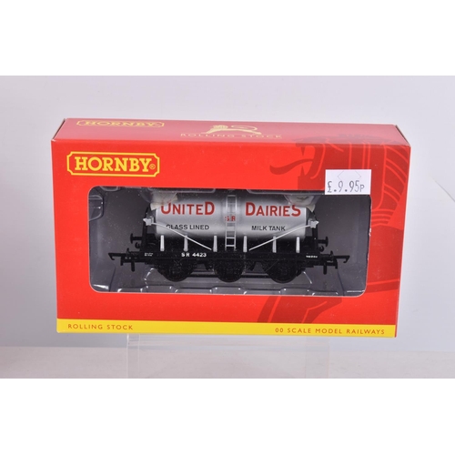 273 - TWELVE BOXED OO GAUGE HORNBY MODEL RAILWAYS ROLLING STOCK to include a 6 Wheel Milk Tank, United Dai... 