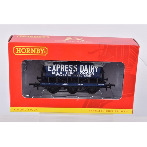 274 - TWELVE BOXED OO GAUGE HORNBY MODEL RAILWAYS ROLLING STOCK, to include a 6 Wheel Milk Tank 'Express D... 