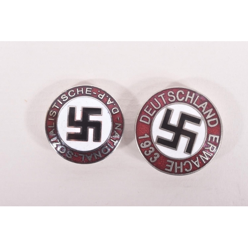 362 - FIVE ASSORTED GERMAN PIN BADGES, to include NSDAP, Opfer-ring and on other, these have various maker... 