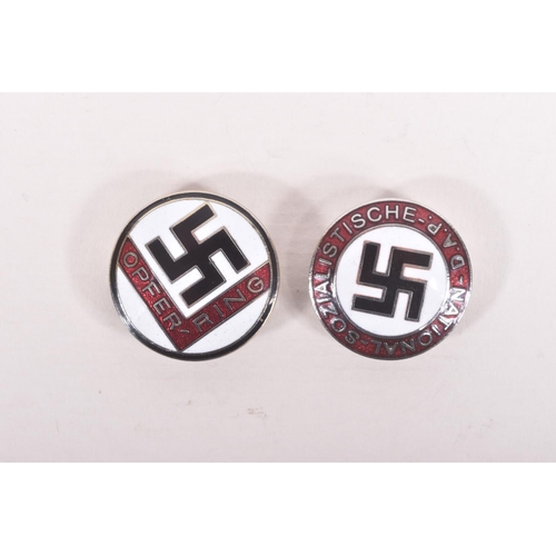 362 - FIVE ASSORTED GERMAN PIN BADGES, to include NSDAP, Opfer-ring and on other, these have various maker... 