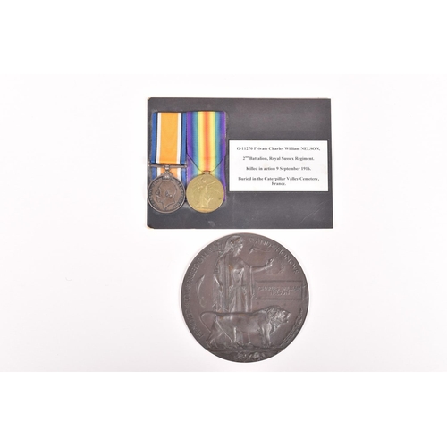 370 - A WWI CASUALTY GROUP OF MEDALS TO ROYAL SUSSEX REGIMENT, the medals consist of a British war medal, ... 