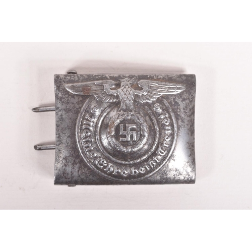 372 - FOUR GERMAN WWII STYLE BELT BUCKLES, these buckles include one Luftwaffe and three SS buckles, the o... 