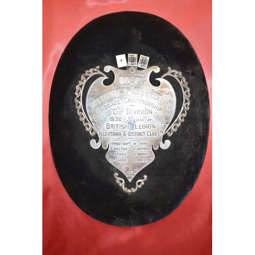 463 - EARLY 20TH CENTURY BRITISH LEGION INTEREST: - A LATE 20TH CENTURY DISPLAY CASE CONTAINING TEN OVAL V... 