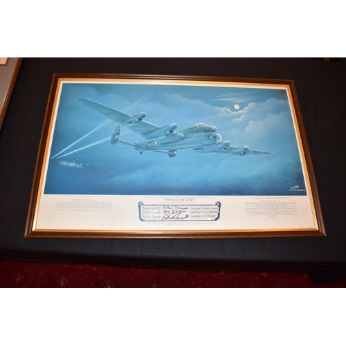 467 - MILITARY AND AIRFORCE INTEREST, a group of framed prints, plaques, pennants, plate, etc, including p... 