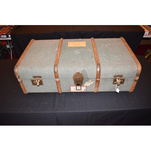 469 - TWO VINTAGE SUITCASES AND A TRAVELLING TRUNK, the trunk was sent to a Dr Fletcher in Worcestershire ... 