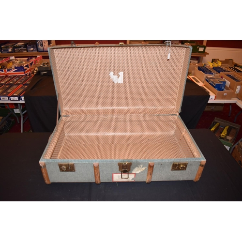 469 - TWO VINTAGE SUITCASES AND A TRAVELLING TRUNK, the trunk was sent to a Dr Fletcher in Worcestershire ... 