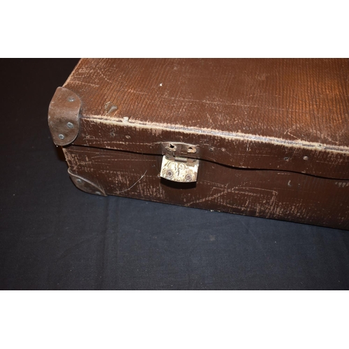 469 - TWO VINTAGE SUITCASES AND A TRAVELLING TRUNK, the trunk was sent to a Dr Fletcher in Worcestershire ... 