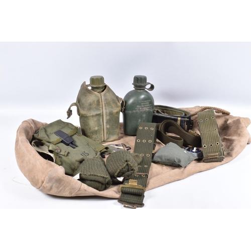 473 - AN ABL SEYNTEX DRESS MAC WITH A BOX OF OTHER MILITARY ITEMS, coat labeled ABL Seyntex 5 1982, named ... 