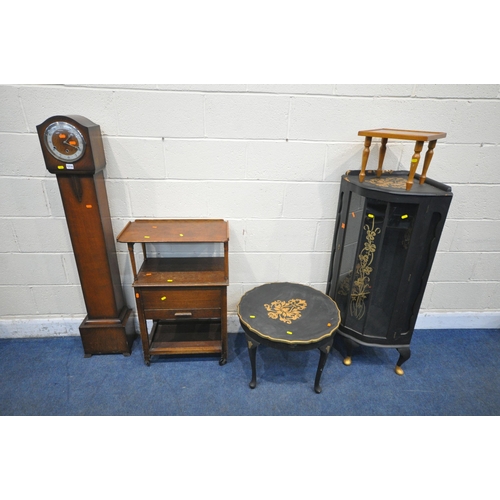 1214 - A SELECTION OF OCCASIONAL FURNITURE, to include a 20th century oak cased granddaughter clock, height... 