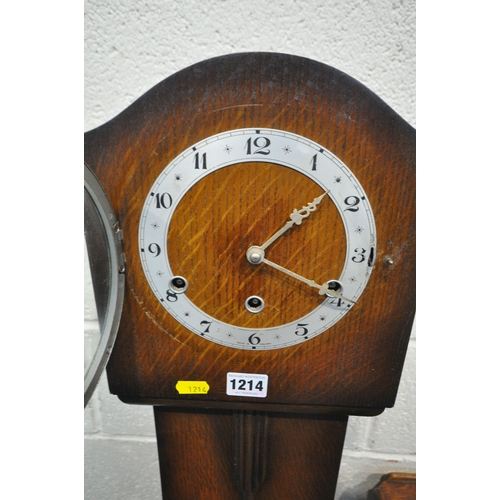 1214 - A SELECTION OF OCCASIONAL FURNITURE, to include a 20th century oak cased granddaughter clock, height... 