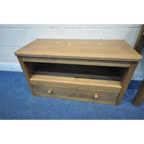 1264 - A MODERN PINE SIDE TABLE, with a single frieze drawer, width 95cm x depth 46cm x height 75cm, along ... 