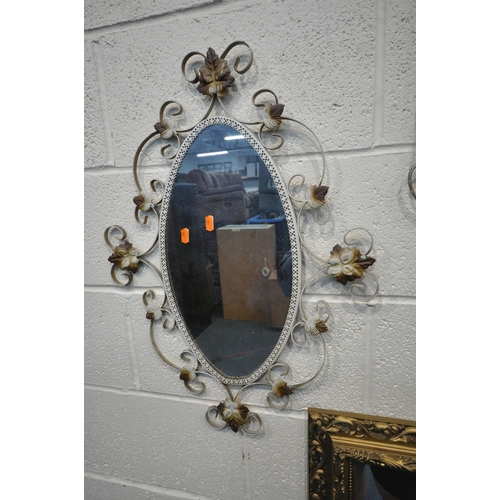 1295 - A SELECTION OF VARIOUS WALL MIRRORS, to include a rectangular mirror with foliate frame, 132cm x 50c... 