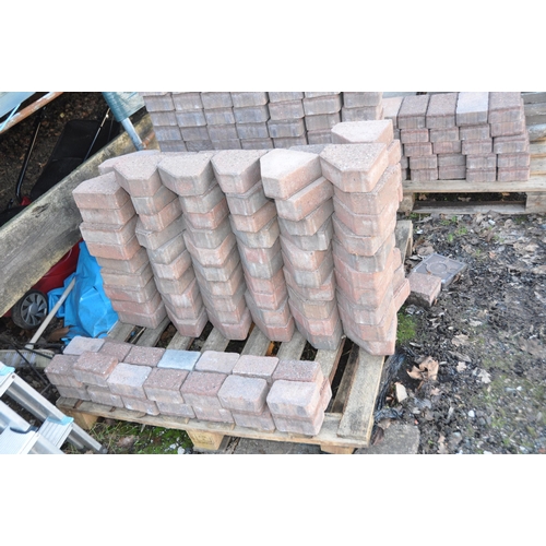 1007 - A QUANTITY OF PAVING SLABS AND BLOCKS of seven different styles and sizes (loaded on two pallets)