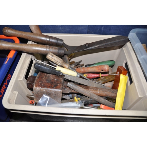 1054 - FOUR TRAYS CONTAINING HAND AND POWER TOOLS including a Black and Decker jigsaw (PAT pass and working... 