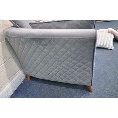 1303 - A SOFOLOGY GREY UPHOLSTERED TWO PIECE SUITE, comprising a two seater sofa, length 158cm x depth 100c... 