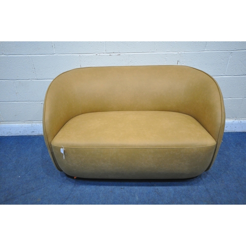 1304 - A DUNELM PALE TAN COLOURED TWO SEATER SOFA, length 131cm x depth 80cm x height 73cm (condition repor... 