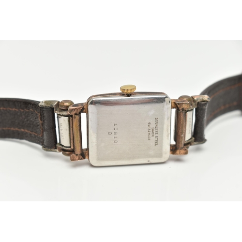 16 - A GENTS 'ALADIN' WRISTWATCH, manual wind, rectangular gold tone dial signed 'Aladin', Arabic numeral... 