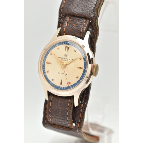 19 - A BOXED GENTS 'INGERSOLL' WRISTWATCH, manual wind, round cream dial signed 'Ingersoll Ltd London, Tr... 