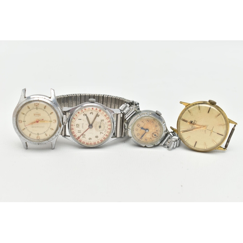 34 - FOUR WATCHES, to include a gents 'Oris' wristwatch, manual wind, Arabic numerals, red outer Arabic C... 