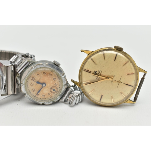 34 - FOUR WATCHES, to include a gents 'Oris' wristwatch, manual wind, Arabic numerals, red outer Arabic C... 