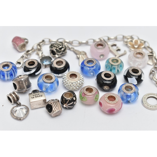 47 - A SELECTION OF MAINLY DESIGNER CHARMS, to include various Rhona Sutton glass charms, a Thomas Sabo c... 