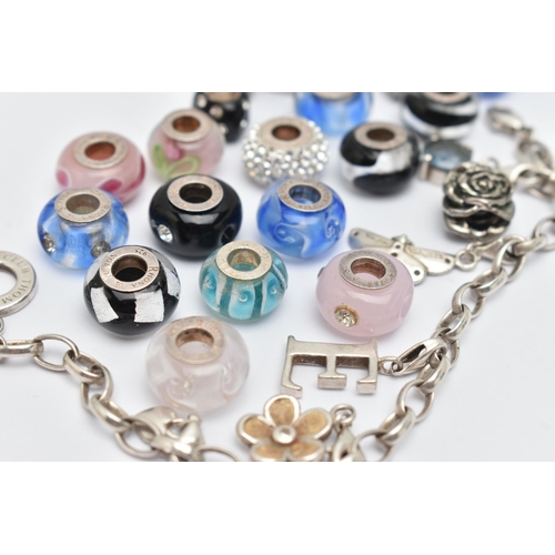 47 - A SELECTION OF MAINLY DESIGNER CHARMS, to include various Rhona Sutton glass charms, a Thomas Sabo c... 