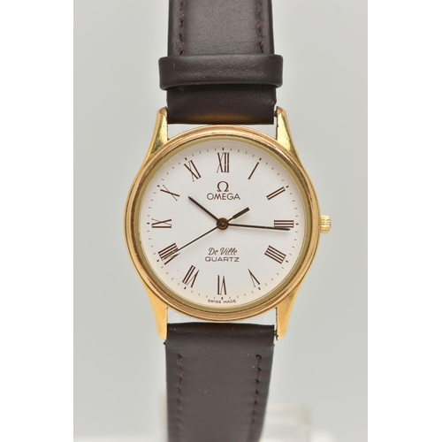 52 - A GENTS OMEGA WRISTWATCH, a quartz movement, round white dial signed 'Omega DeVille quartz Swiss mad... 