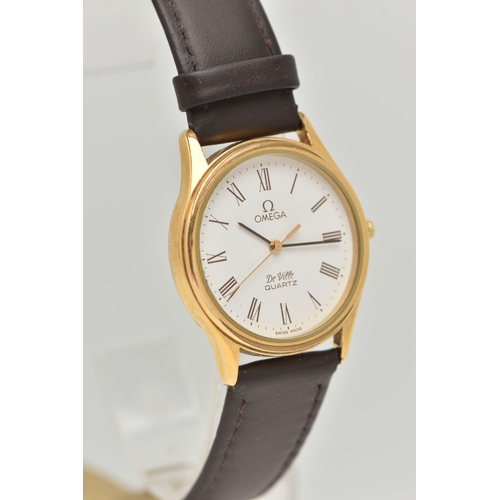 52 - A GENTS OMEGA WRISTWATCH, a quartz movement, round white dial signed 'Omega DeVille quartz Swiss mad... 