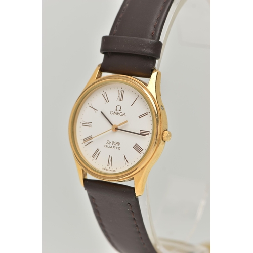 52 - A GENTS OMEGA WRISTWATCH, a quartz movement, round white dial signed 'Omega DeVille quartz Swiss mad... 