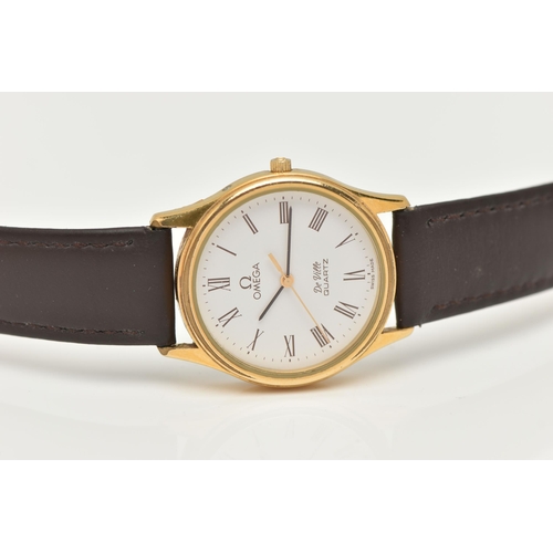 52 - A GENTS OMEGA WRISTWATCH, a quartz movement, round white dial signed 'Omega DeVille quartz Swiss mad... 