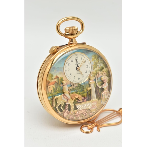 60 - A 'CHARLES REUGE A SAINTE-CROIX' OPEN FACE MUSICAL POCKET WATCH, hand wound movement, the dial with ... 