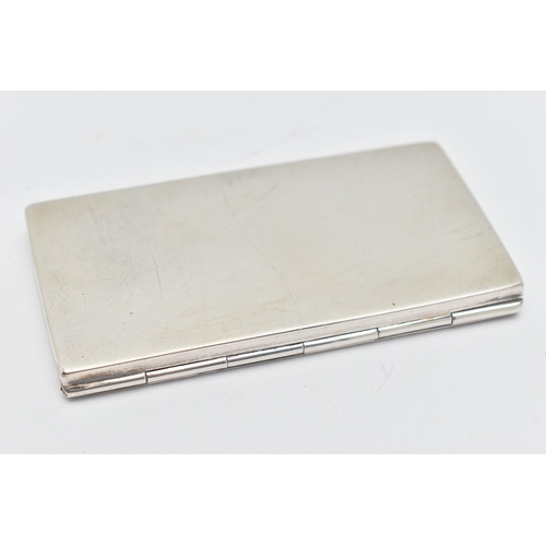 101 - A VICTORIAN SILVER CARD CASE, plain polished rectangular form, fitted with a spring hinge, approxima... 