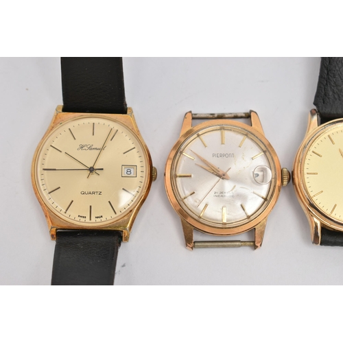 105 - FOUR GENTS WATCHES, names to include H Samuel, Pierpont, Limit and J.Weir & Son (condition report: g... 