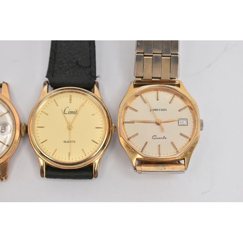 105 - FOUR GENTS WATCHES, names to include H Samuel, Pierpont, Limit and J.Weir & Son (condition report: g... 