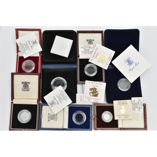 114 - A PARCEL OF GOLD SOVEREIGN AND FRACTIONAL SOVEREIGN ROYAL MINT BOXES ALL IN EXCELLENT CONDITION, all... 