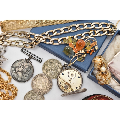 116 - AN ASSORTMENT OF JEWELLERY, WATCHES AND OTHER ITEMS, to include assorted gold plated chains, bracele... 