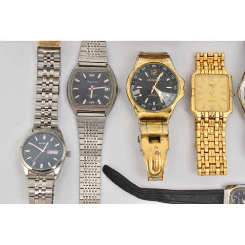 118 - A BOX OF ASSORTED WRISTWATCHES, mostly gents watches with names to include a 'Seiko SQ50', a 'Sekond... 