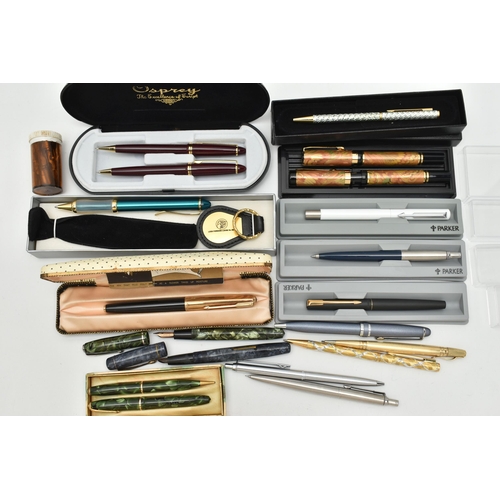 120 - A COLLECTION OF 20TH AND 21ST CENTURY FOUNTAIN AND ROLLER BALL PENS, PEN AND PENCIL SETS, ETC, inclu... 