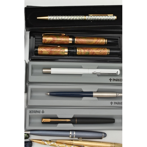 120 - A COLLECTION OF 20TH AND 21ST CENTURY FOUNTAIN AND ROLLER BALL PENS, PEN AND PENCIL SETS, ETC, inclu... 