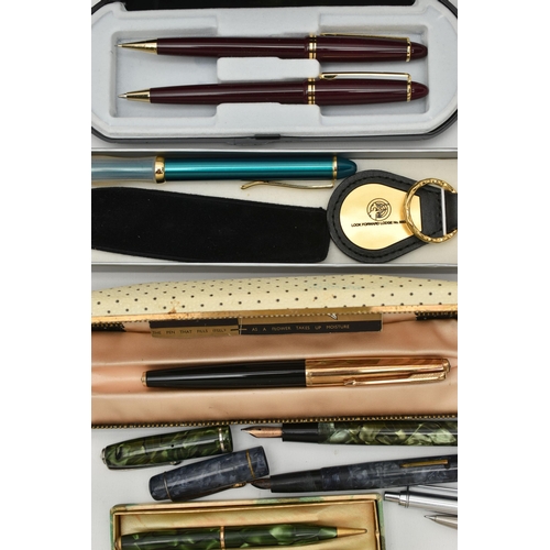 120 - A COLLECTION OF 20TH AND 21ST CENTURY FOUNTAIN AND ROLLER BALL PENS, PEN AND PENCIL SETS, ETC, inclu... 