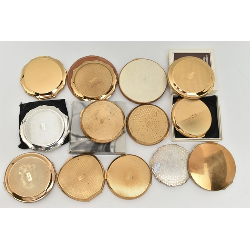 122 - THIRTEEN STRATTON POWDER COMPACTS WITH FLORAL DESIGNS TO THE COVERS, various shapes and sizes, mostl... 